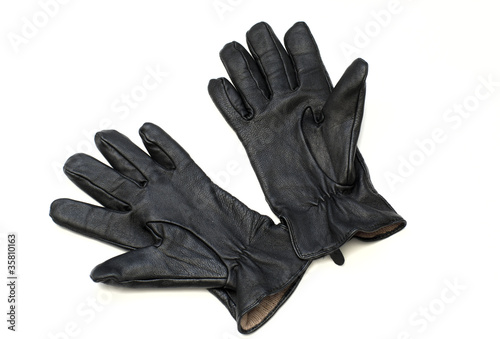 Pair of leather gloves isolated on white background