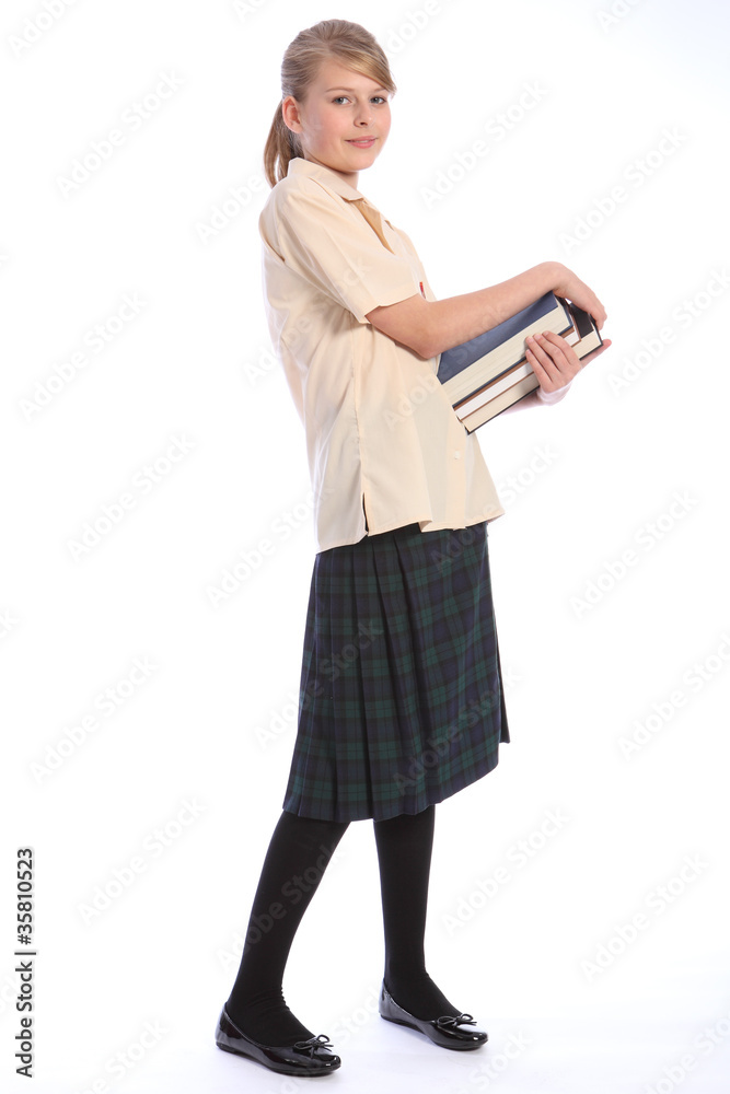 Time to learn for pretty high school student girl
