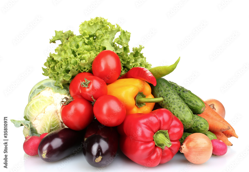 Fresh vegetables isolated on white Fresh vegetables isolated on white