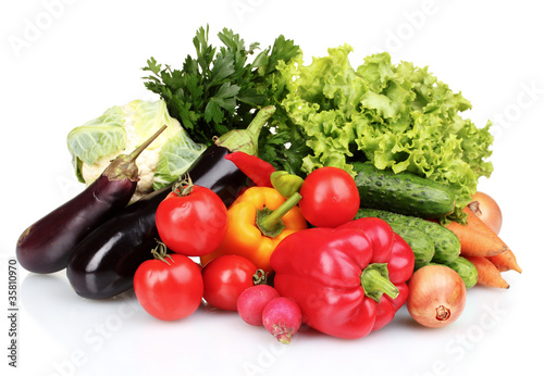 Fresh vegetables isolated on white