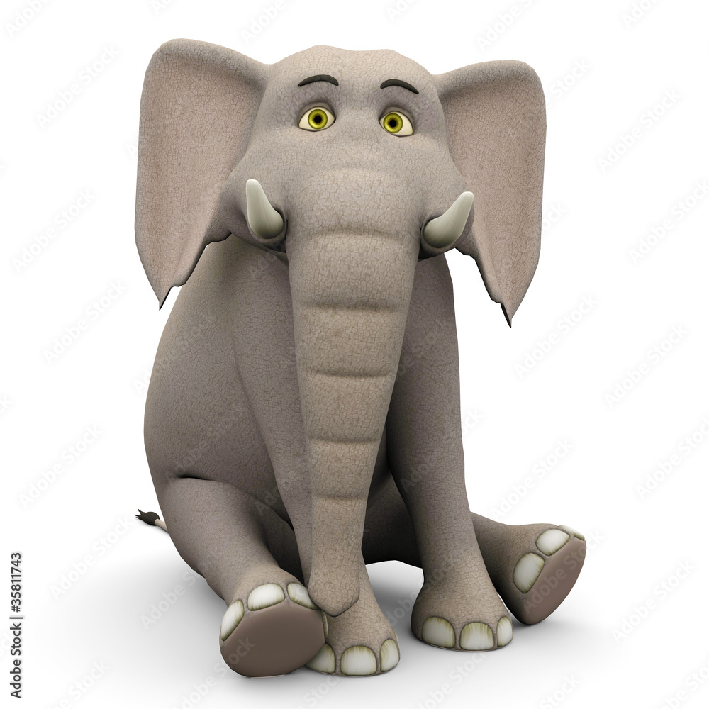 Fototapeta premium elephante cartoon in sit pose
