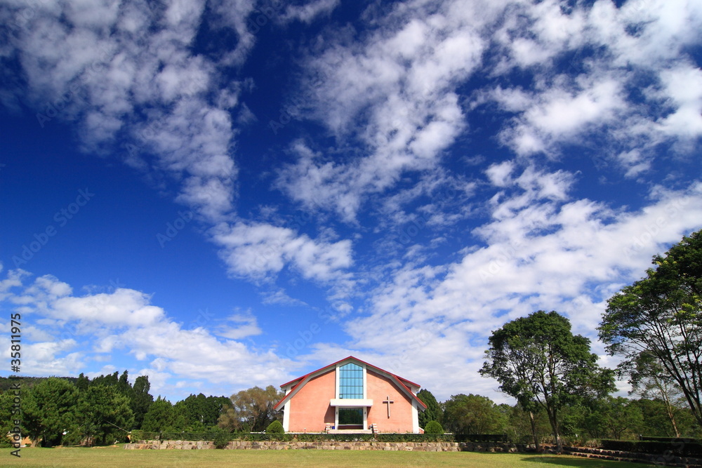 Beautiful church under blue sky