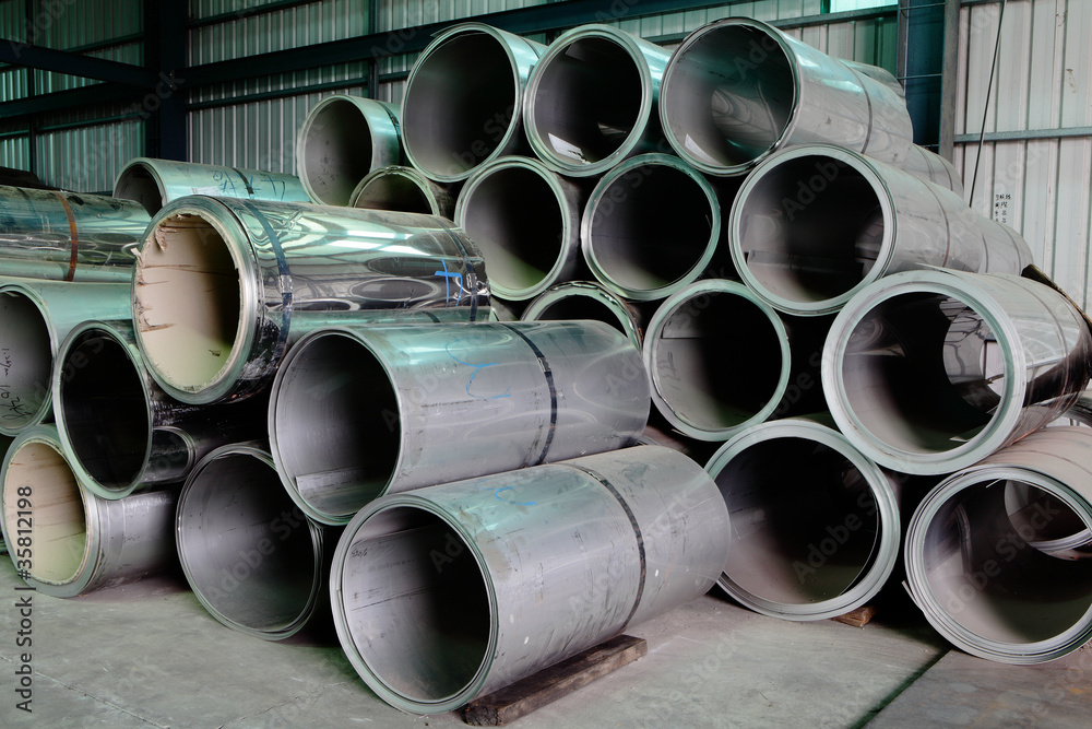 Concrete water pipes stacked in rows Concrete water pipes stacked in rows