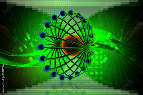 3d rendered Digital illustration of attom in colour background