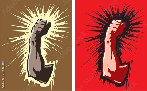 Stylized drawings of a fist