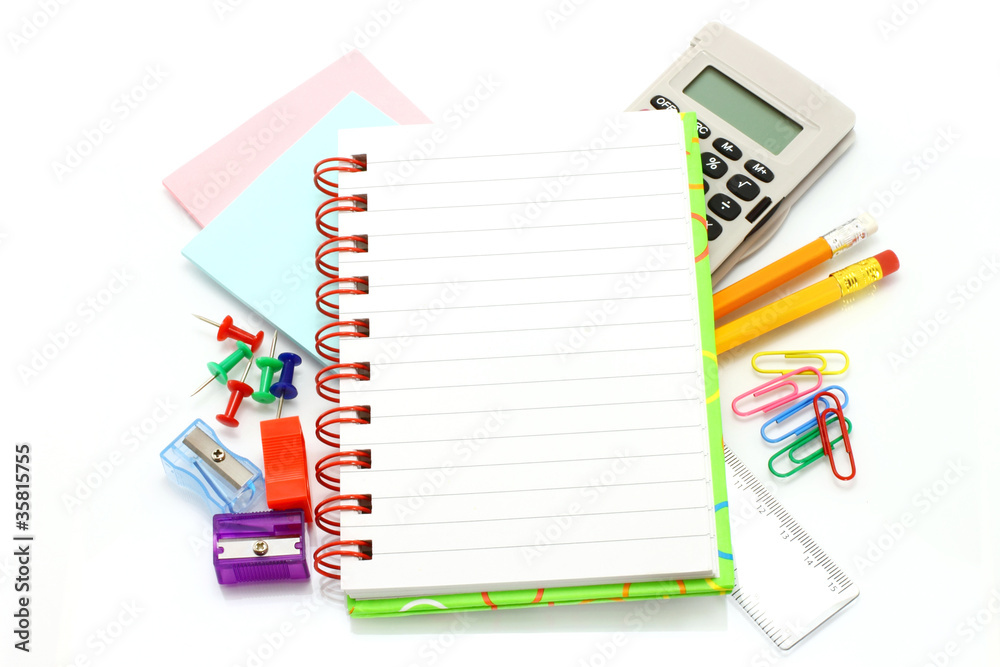 Stationery items on a white background Stationery items on a white background
