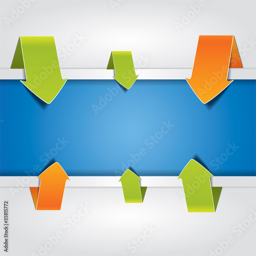 Blue vector banner surrounded by arrows