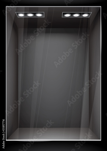 Vertical black storefront. Place for a product or image