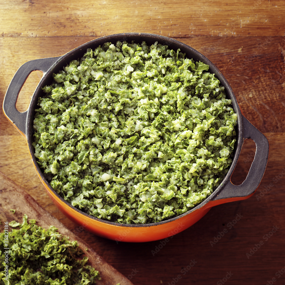 Cabbage in pan Cabbage in pan
