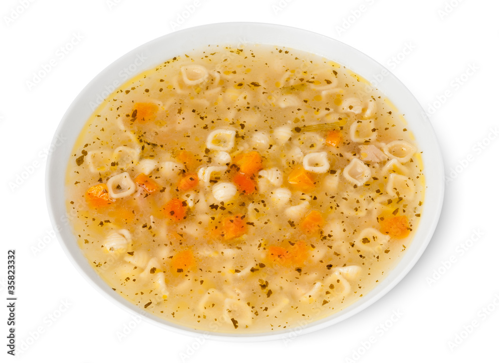 Healthy chicken soup on plate Healthy chicken soup on plate