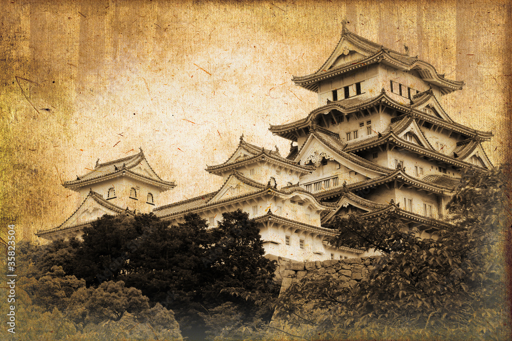 Fototapeta premium Zdjęcie starego zamku w Himeji - Japonia