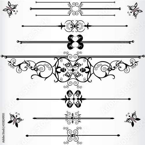 Wallpaper Mural Victorian rule lines or underlines with scrolls Torontodigital.ca
