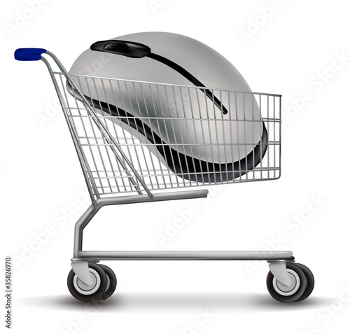 Shopping cart with mouse. Vector