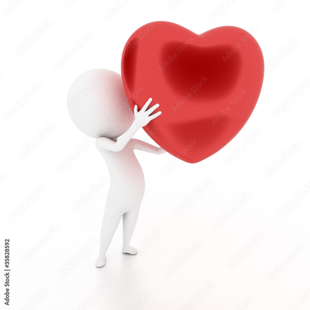 3d rendered illustration of a little white guy with a heart 3d rendered illustration of a little white guy with a heart