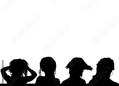 girls hairstyles four vector silhouette