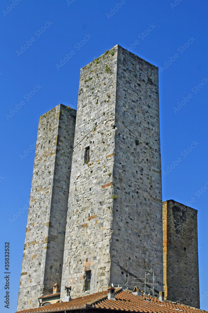 city of San Gimignano in Tuscany with tall tower