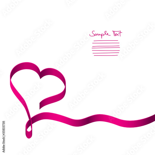Card Pink Ribbon Heart