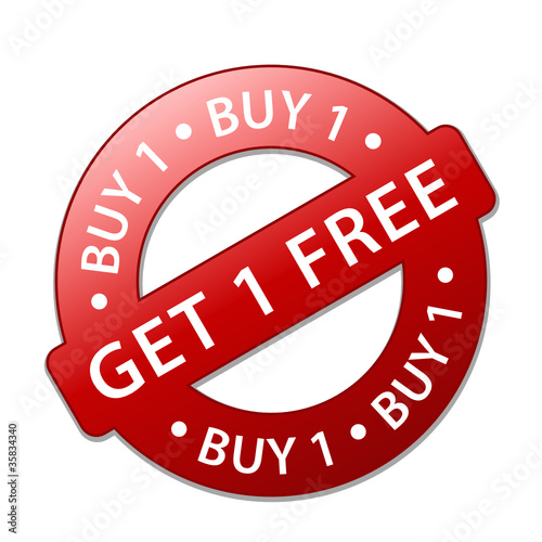 BUY 1 GET 1 FREE Marketing Stamp (special offers sale label)