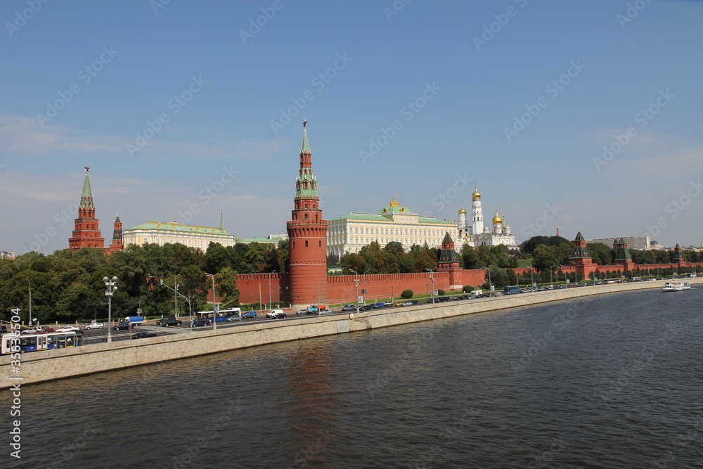 kremlin palace panoramic view from the riverside