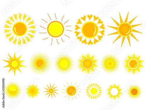 sun yellow set vector illustration