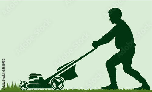 Man moving the lawn