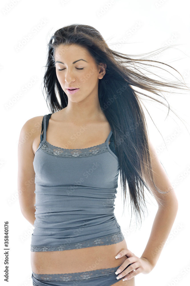 happy young girl isolated on white in studio happy young girl isolated on white in studio