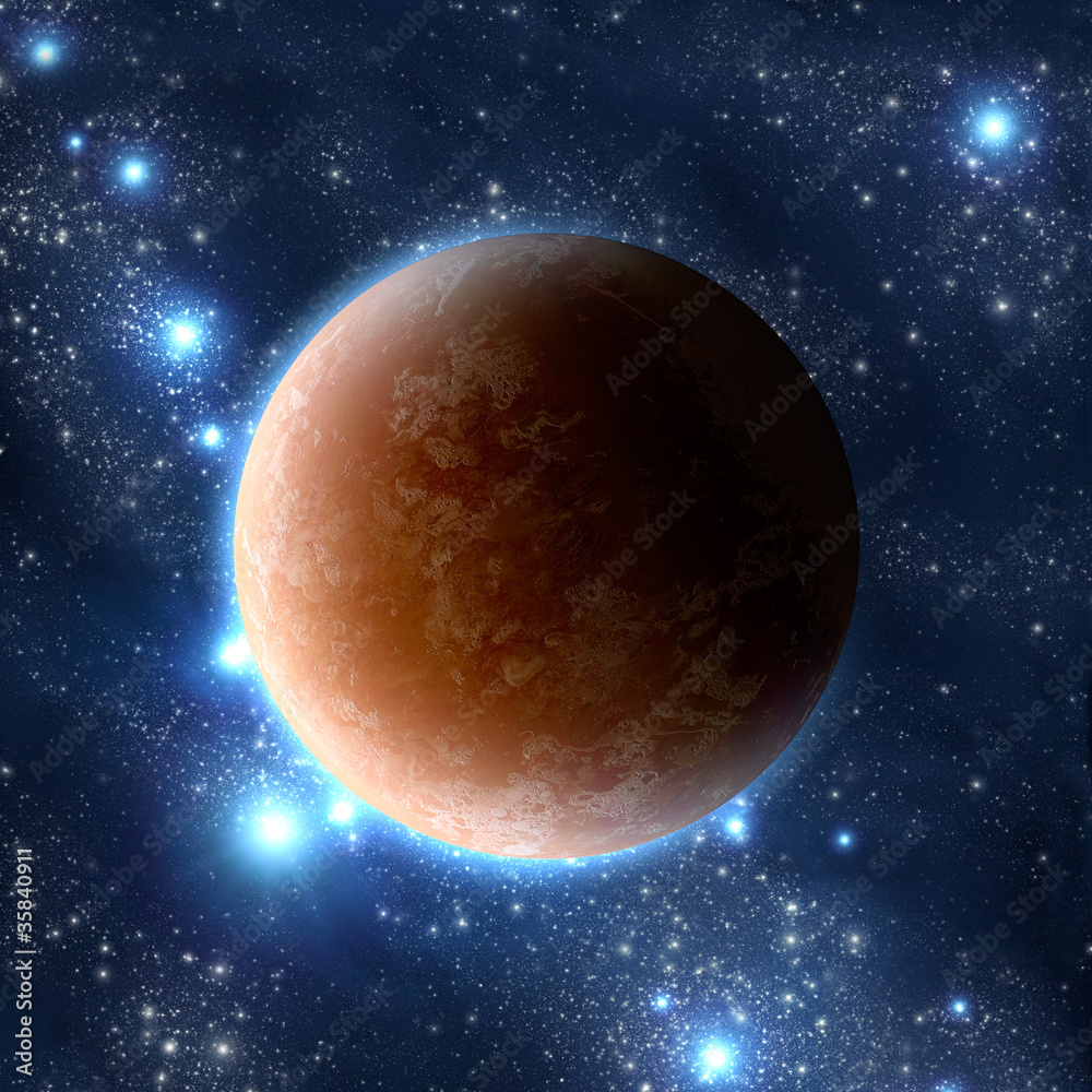 extrasolar planet on star background