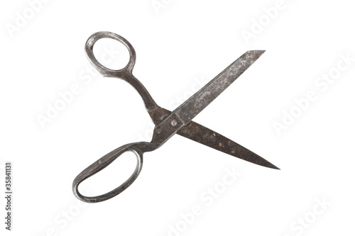 Old scissors isolated on white with clipping path