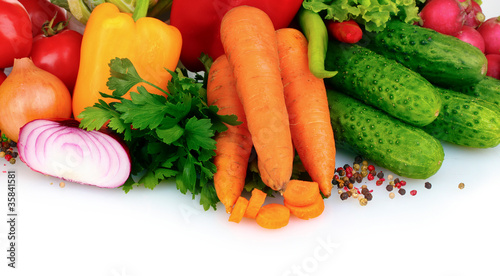 Fresh vegetables isolated on white