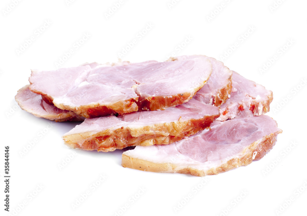 Meat product sliced isolated on white background
