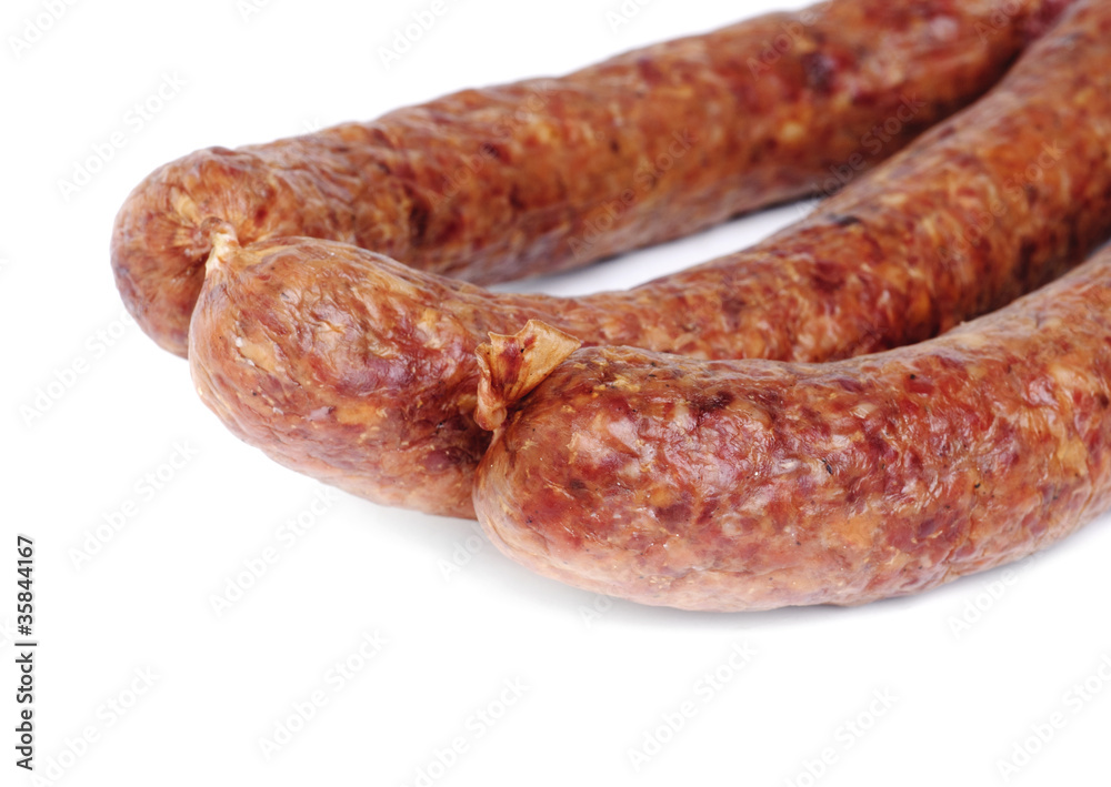 Sausage isolation on white background .Meat product. Sausage isolation on white background .Meat product.