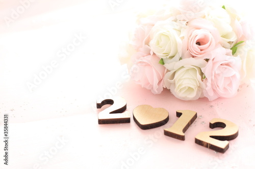 2012 and bouquet for new year image