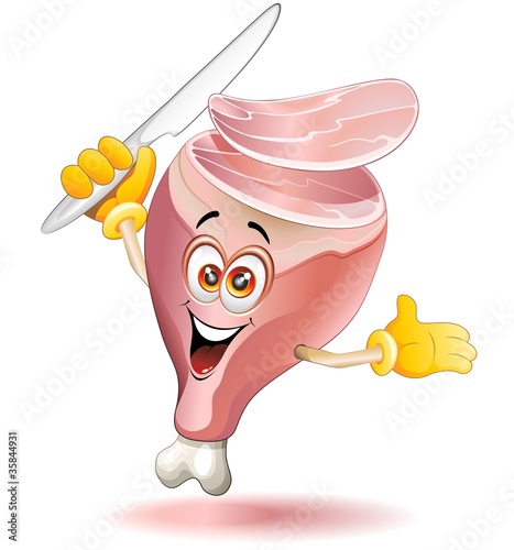 Prosciutto Cotto Fumetto Cartoon-Cooked Ham Comics-Vector