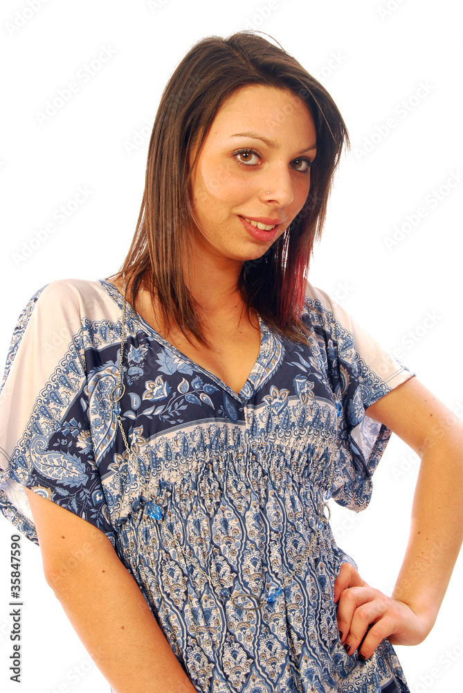 Sexy beautiful brunette in a light summer dress Sexy beautiful brunette in a light summer dress