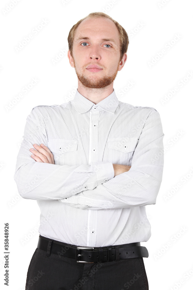 young businessman in white shirt isolated young businessman in white shirt isolated