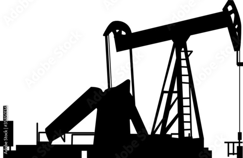 Oil pump silhouette, vector illustration