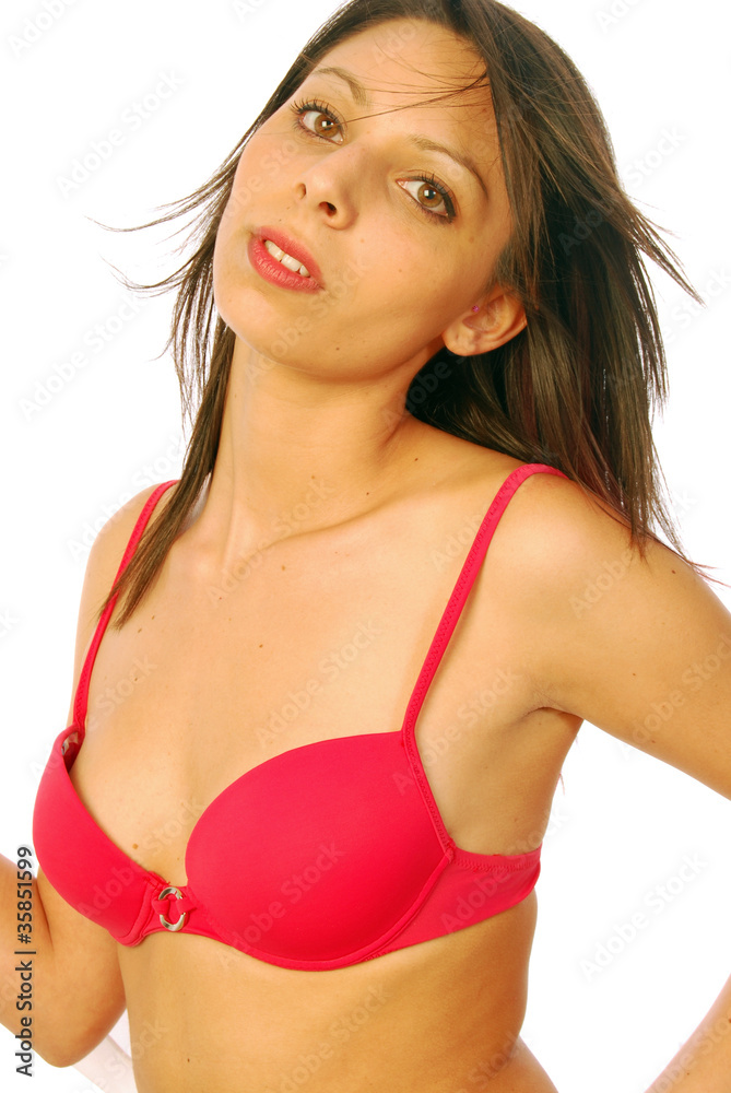 Sexy brunette posing in a red swimsuit Sexy brunette posing in a red swimsuit