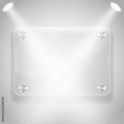 Glass framework with spotlights