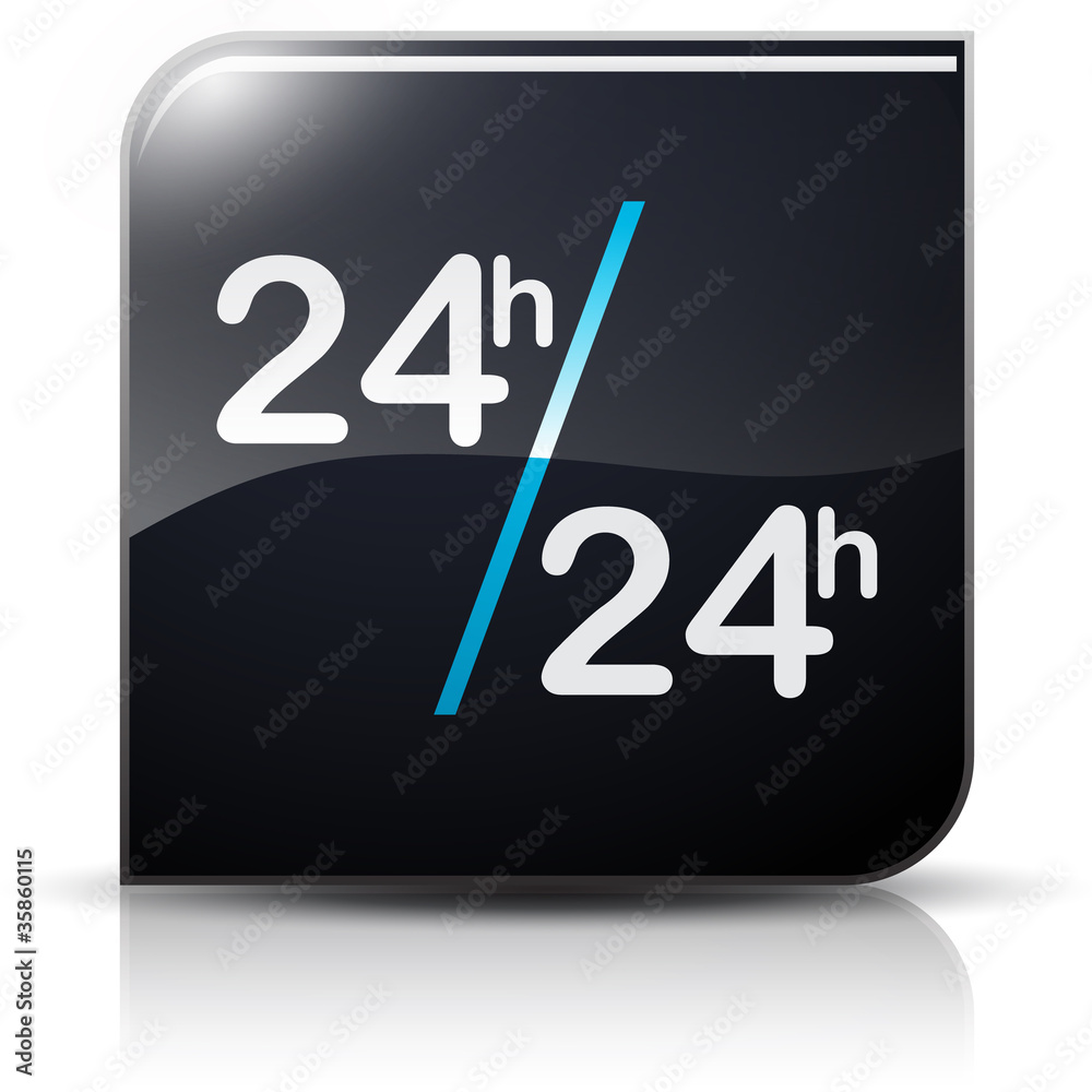Symbole glossy vectoriel horaires 24/24 Symbole glossy vectoriel horaires 24/24