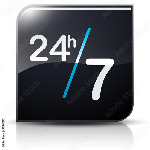 Symbole glossy vectoriel horaires 24/24 7/7
