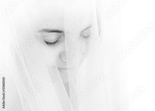 Portrait of shy bride