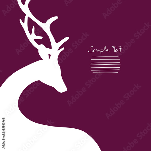 Xmas Card Standing Reindeer Cropped Purple photo