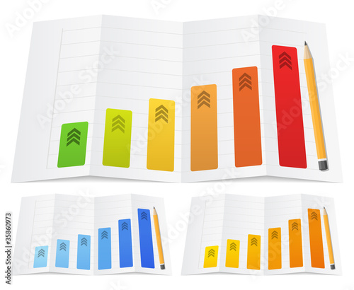 Business graph on a folded paper