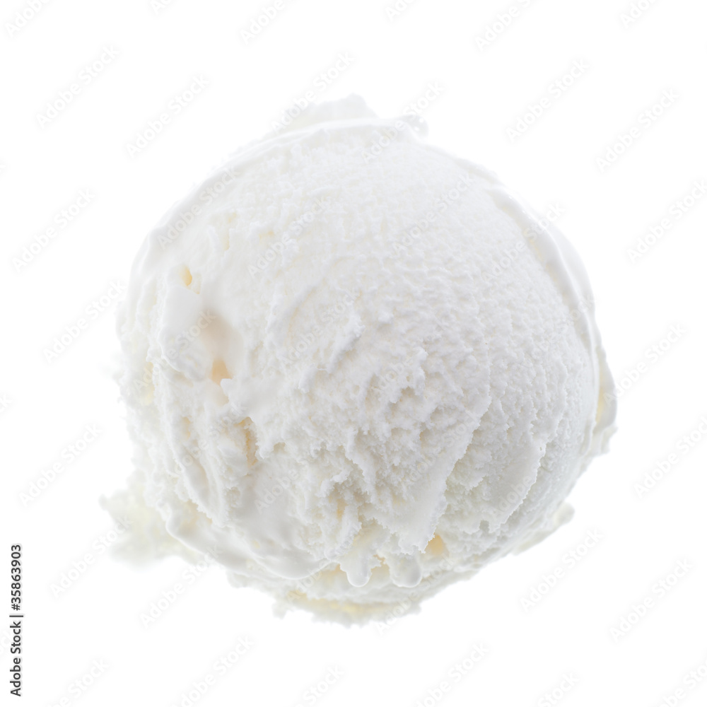 Eine weiße Kugel Eis auf weißem Hintergrund