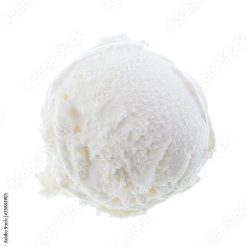Eine weiße Kugel Eis auf weißem Hintergrund