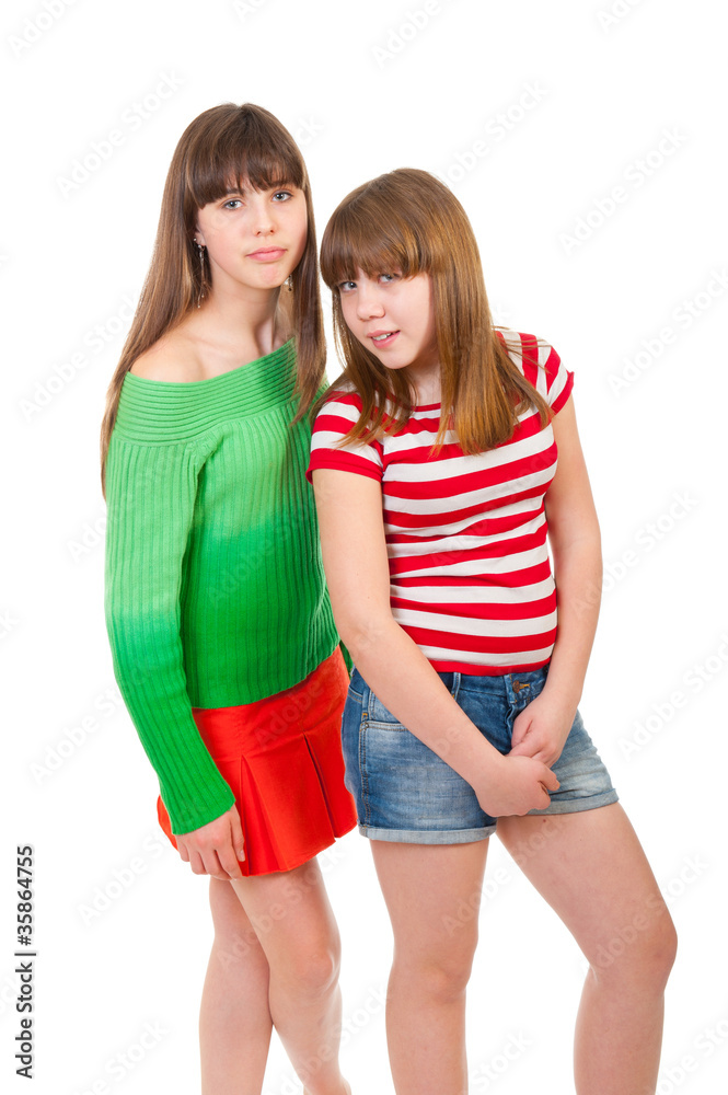 Full-length portrait of two girls Full-length portrait of two girls