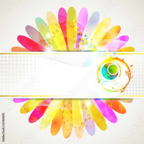 Banner design with colored flower background