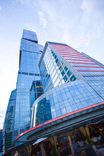 modern office building in evening