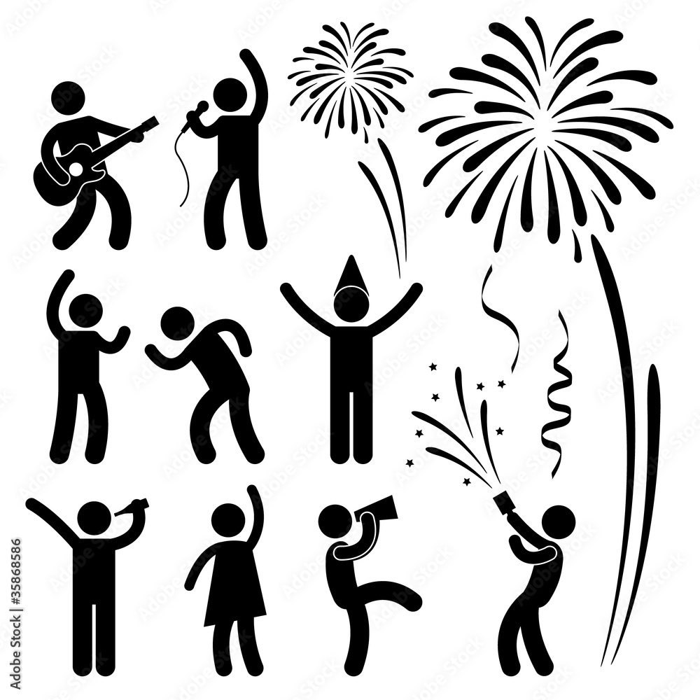 Fototapeta premium Party Celebration Event Festival People Icon Sign