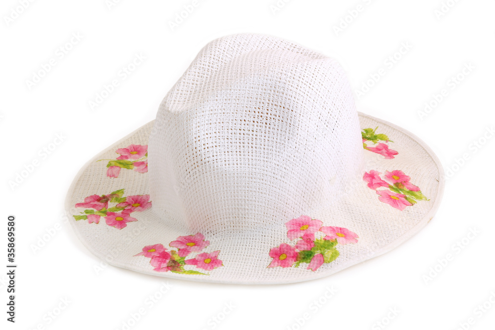 White fashion hat isolated on white background